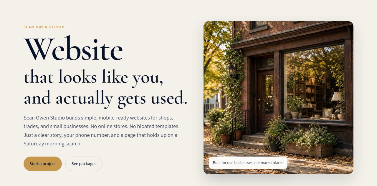 Homepage of Sean Owen Studio